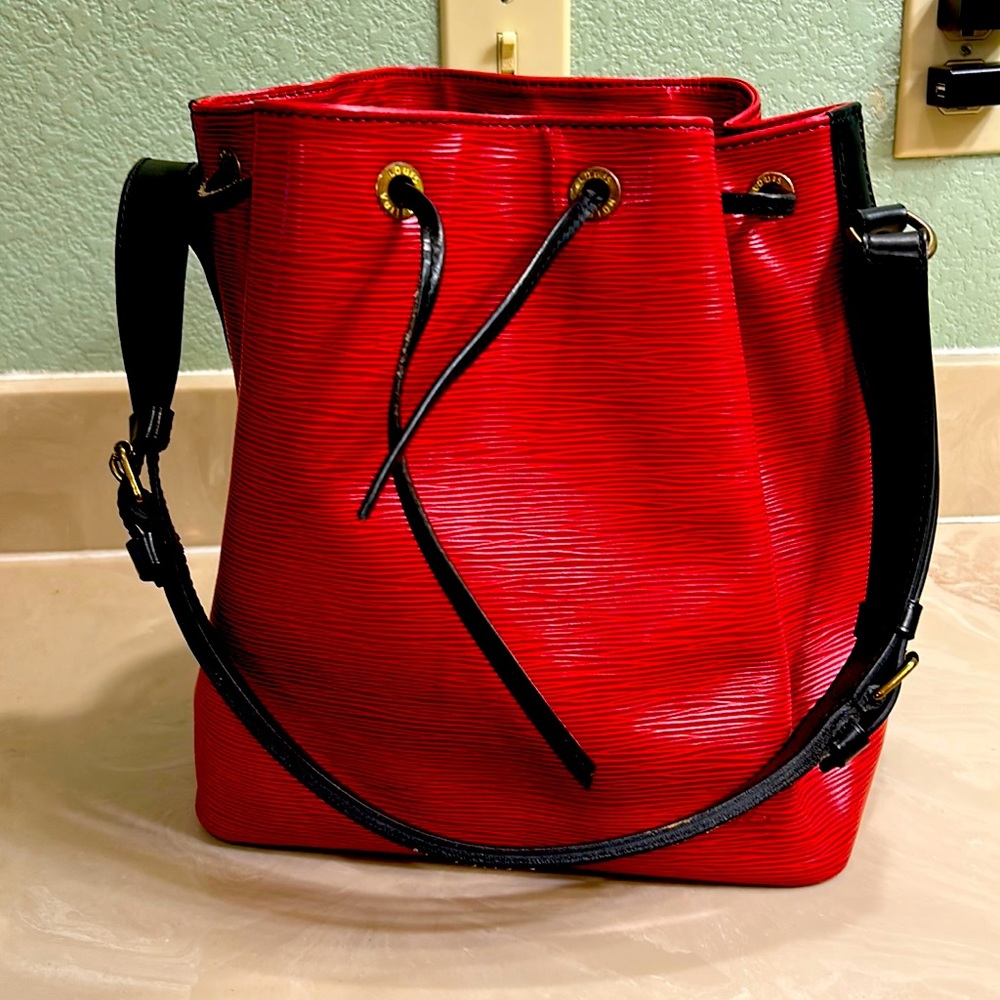 LV red and black epi leather